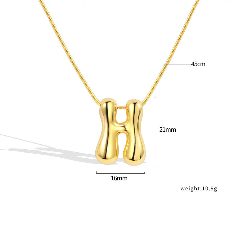 925 Sterling Silver Initial Necklace – Elegant Balloon Letter Gift for Her