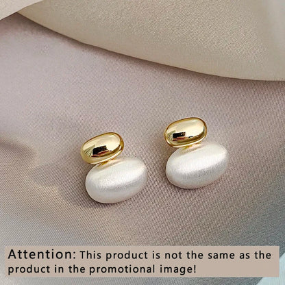 French Elegant Gold Pearl Drop Earrings
