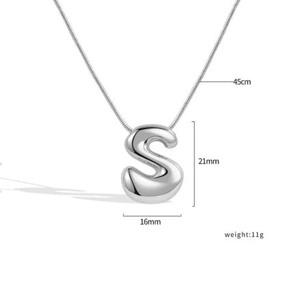 925 Sterling Silver Initial Necklace – Elegant Balloon Letter Gift for Her