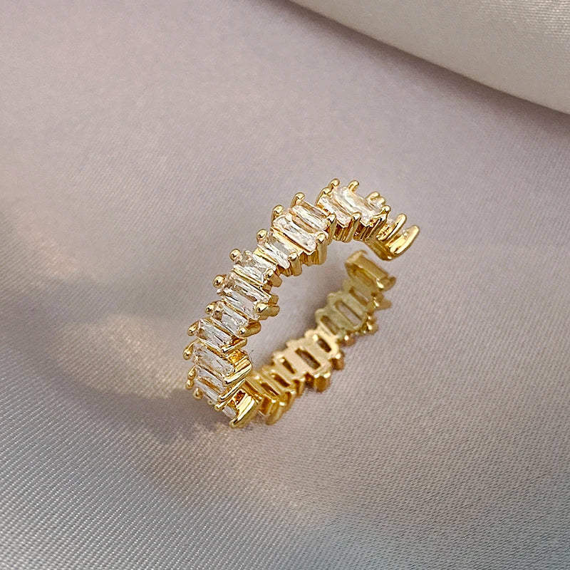 Exquisite Irregular Zircon Gold Open Ring