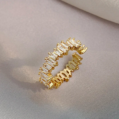 Exquisite Irregular Zircon Gold Open Ring