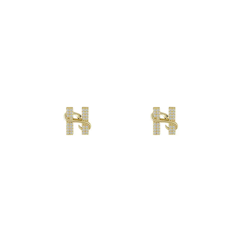 Design sense Gold Color Snake Wrapped Letters Micro Inlaid Zircon Stud Earrings Luxurious Jewelry For Women 2024 Christmas Party