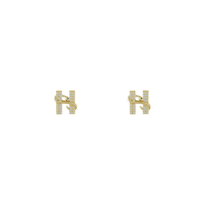 Design sense Gold Color Snake Wrapped Letters Micro Inlaid Zircon Stud Earrings Luxurious Jewelry For Women 2024 Christmas Party