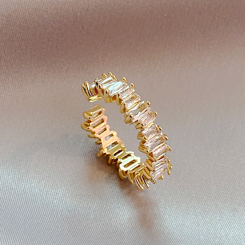 Exquisite Irregular Zircon Gold Open Ring