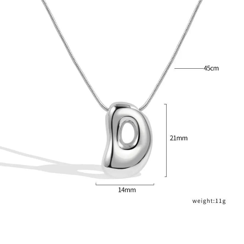 925 Sterling Silver Initial Necklace – Elegant Balloon Letter Gift for Her