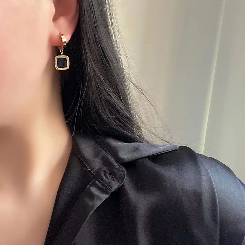 2025 Classic Stainless steel Roman Digital Round Pendant Earrings Korean Fashion Jewelry For Women's Temperament Accessories