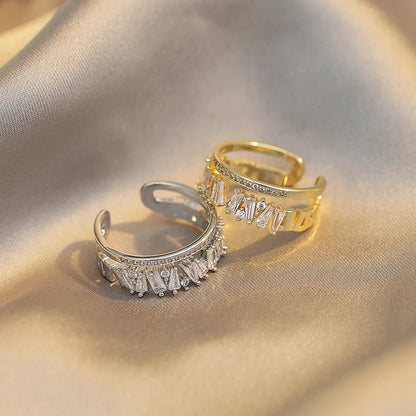 Luxury Zircon Gold Double Open Ring