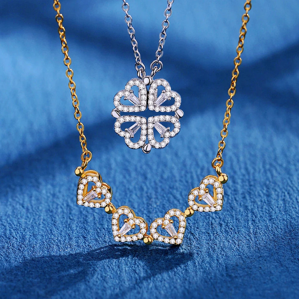 Magnetic Love Clover – Elegant 925 Silver Necklace for Her