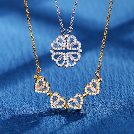 Magnetic Love Clover – Elegant 925 Silver Necklace for Her