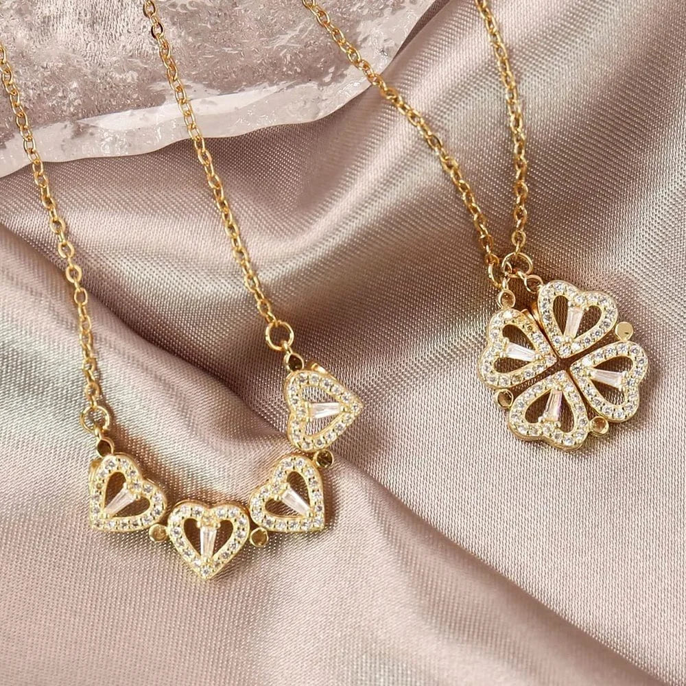 Magnetic Love Clover – Elegant 925 Silver Necklace for Her