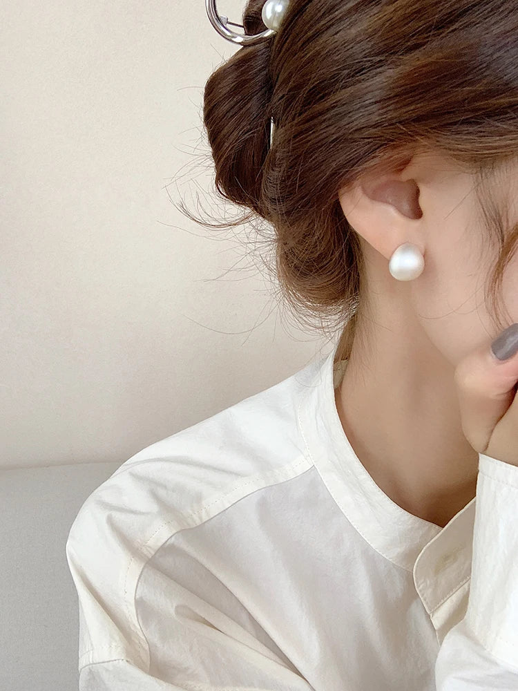 2025 European and American Minimalist Matte Brushed Metal Drop Shaped Earrings For Women's Exquisite Fashion Jewelry Accessories