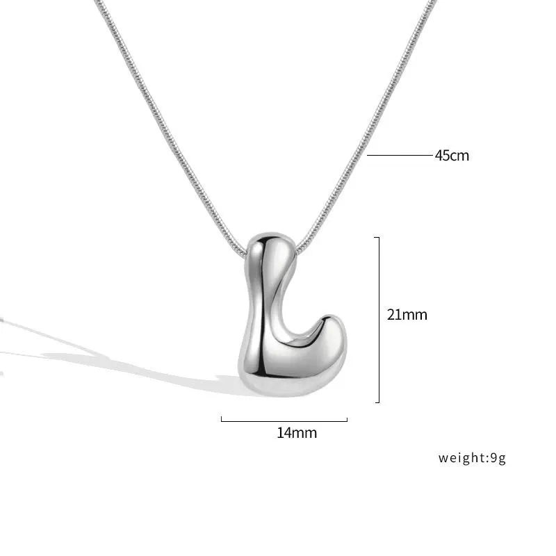 925 Sterling Silver Initial Necklace – Elegant Balloon Letter Gift for Her