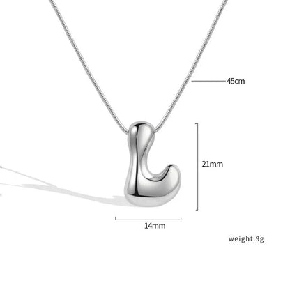 925 Sterling Silver Initial Necklace – Elegant Balloon Letter Gift for Her
