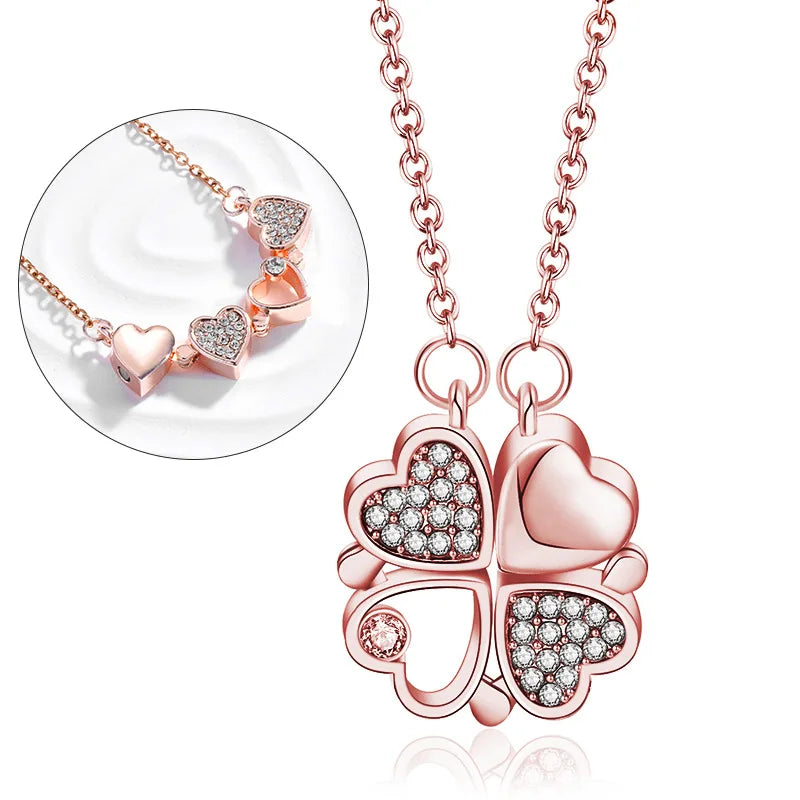 Magnetic Love Clover – Elegant 925 Silver Necklace for Her