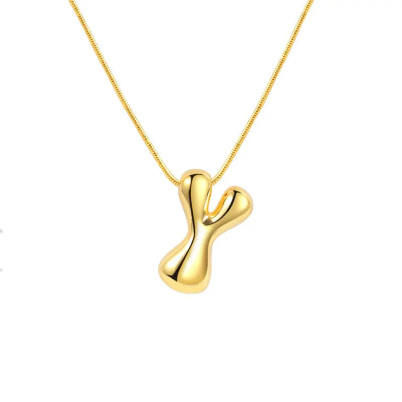925 Sterling Silver Initial Necklace – Elegant Balloon Letter Gift for Her