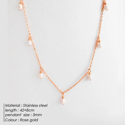 eManco Stainless Steel Simulated Pearl Pendant Necklace Clasp Chain Fine Chain Party Gift