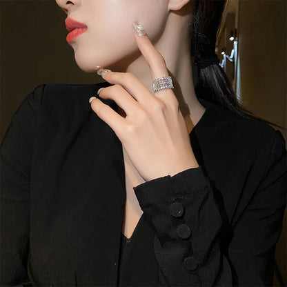 Hollow Mesh Zircon Gold Ring