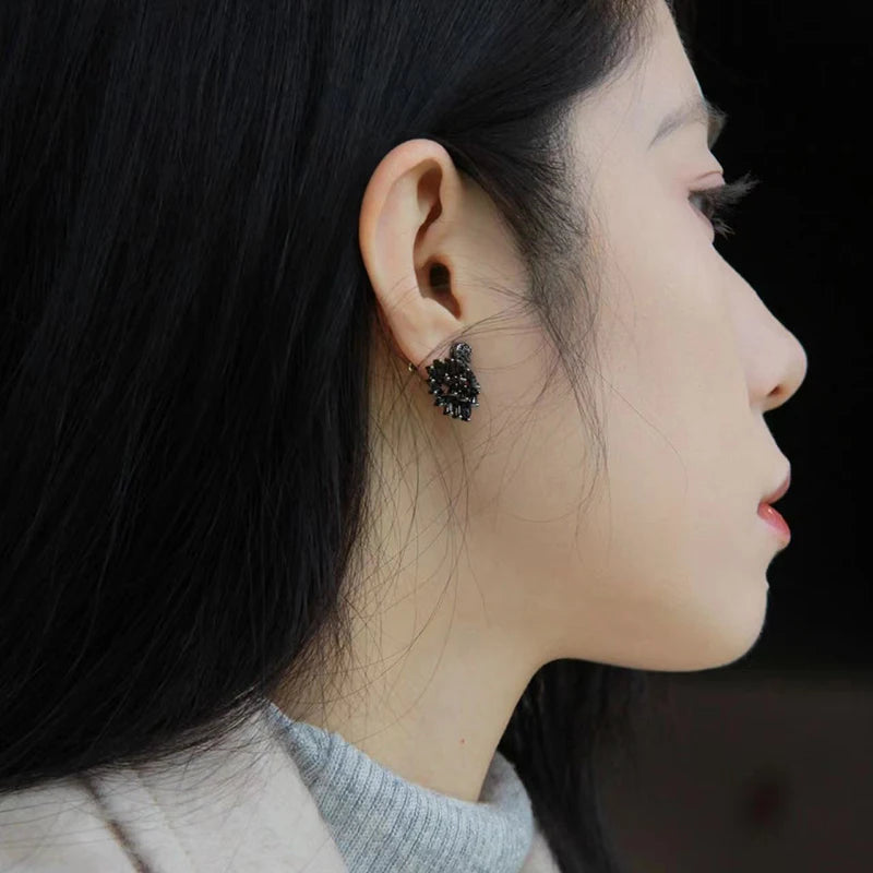 Classic Design Zircon Black Swan shaped Earrings 2024 Fashion Jewelry Set Wedding Party Luxury Accessories for Women Ear Stud