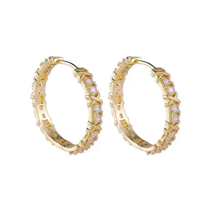 Korean Fashion Simple Zircon X Metal Hoop Earrings For Woman 2025 Neo Gothic Girls' Luxury Jewelry Wedding Party Set Accessories
