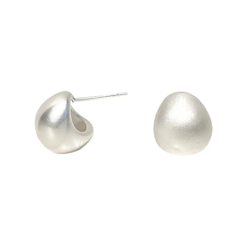 2025 European and American Minimalist Matte Brushed Metal Drop Shaped Earrings For Women's Exquisite Fashion Jewelry Accessories