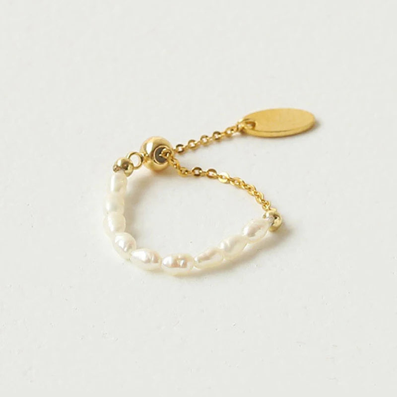 French Retro Pearl Chain Ring