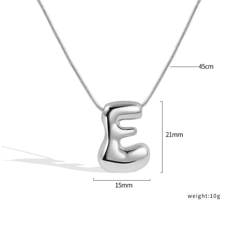 925 Sterling Silver Initial Necklace – Elegant Balloon Letter Gift for Her