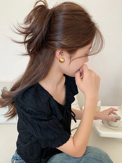 Luxurious Simple Design Brushed Frosted Metal Semicircle Earrings 2025 New Jewelry For Women Christmas Party Fashion Accessories
