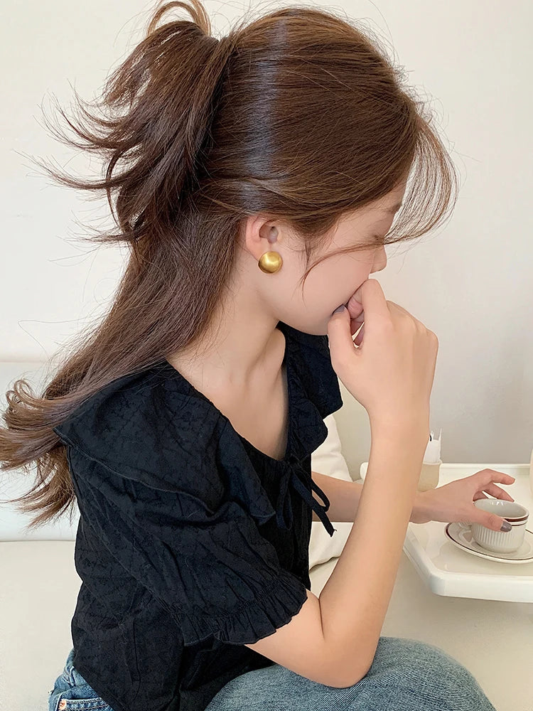 Luxurious Simple Design Brushed Frosted Metal Semicircle Earrings 2025 New Jewelry For Women Christmas Party Fashion Accessories