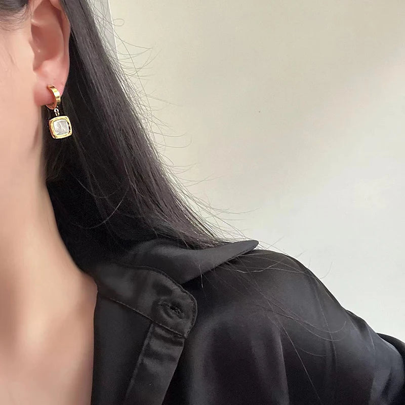 2025 Classic Stainless steel Roman Digital Round Pendant Earrings Korean Fashion Jewelry For Women's Temperament Accessories