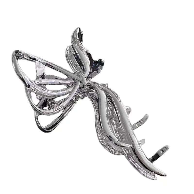 Gothic Girl's Exaggerated Metal Butterfly Shape Clasp Clip 2024 New Headwear For Women's Fashion Hair Jewelry Large Shark Clip