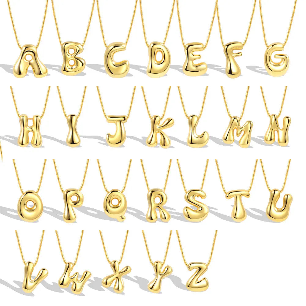 925 Sterling Silver Initial Necklace – Elegant Balloon Letter Gift for Her