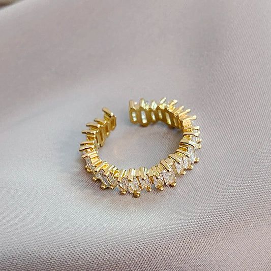 Exquisite Irregular Zircon Gold Open Ring