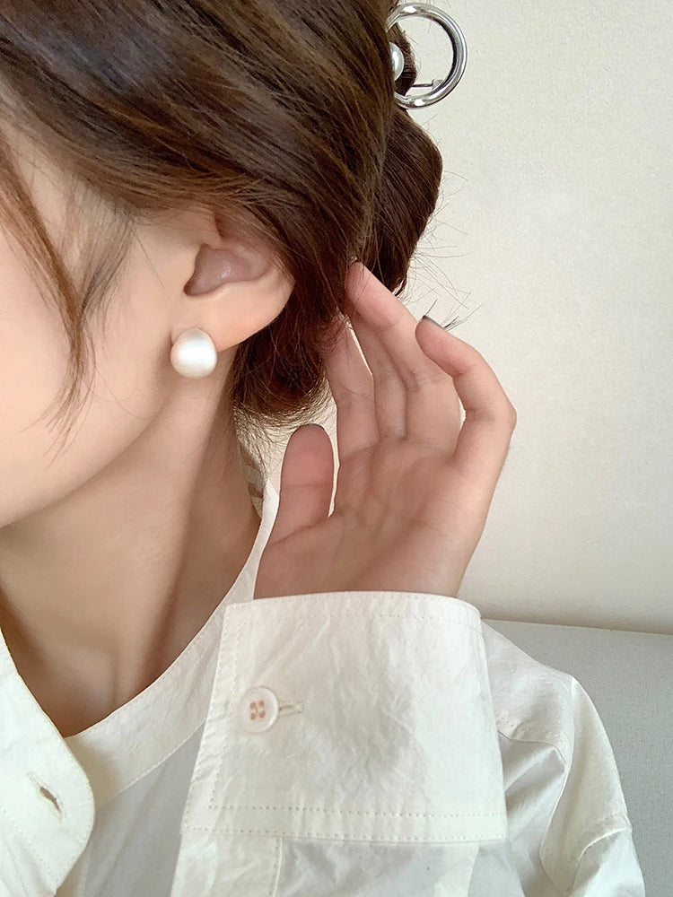2025 European and American Minimalist Matte Brushed Metal Drop Shaped Earrings For Women's Exquisite Fashion Jewelry Accessories
