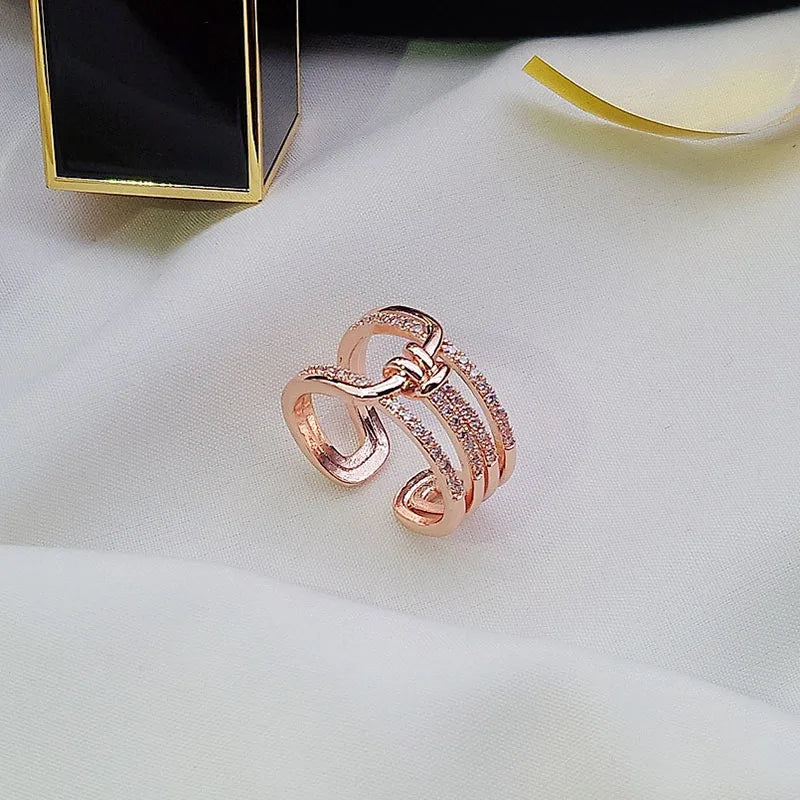 Exquisite Irregular Zircon Gold Open Ring