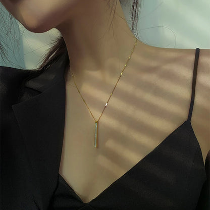 2020 neue farbechte Titanstahl-Halskette mit Muschelanhänger, lange Halskette für Damen, Mode, Luxus, Mädchen, Schlüsselbeinkette, Schmuck