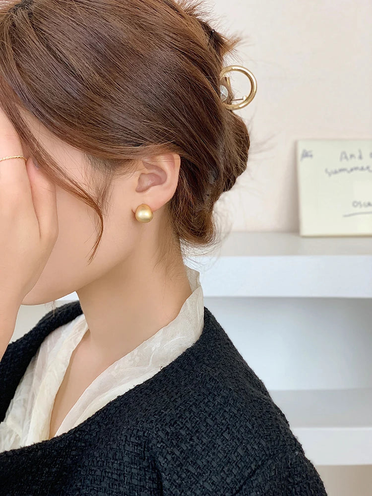2025 European and American Minimalist Matte Brushed Metal Drop Shaped Earrings For Women's Exquisite Fashion Jewelry Accessories