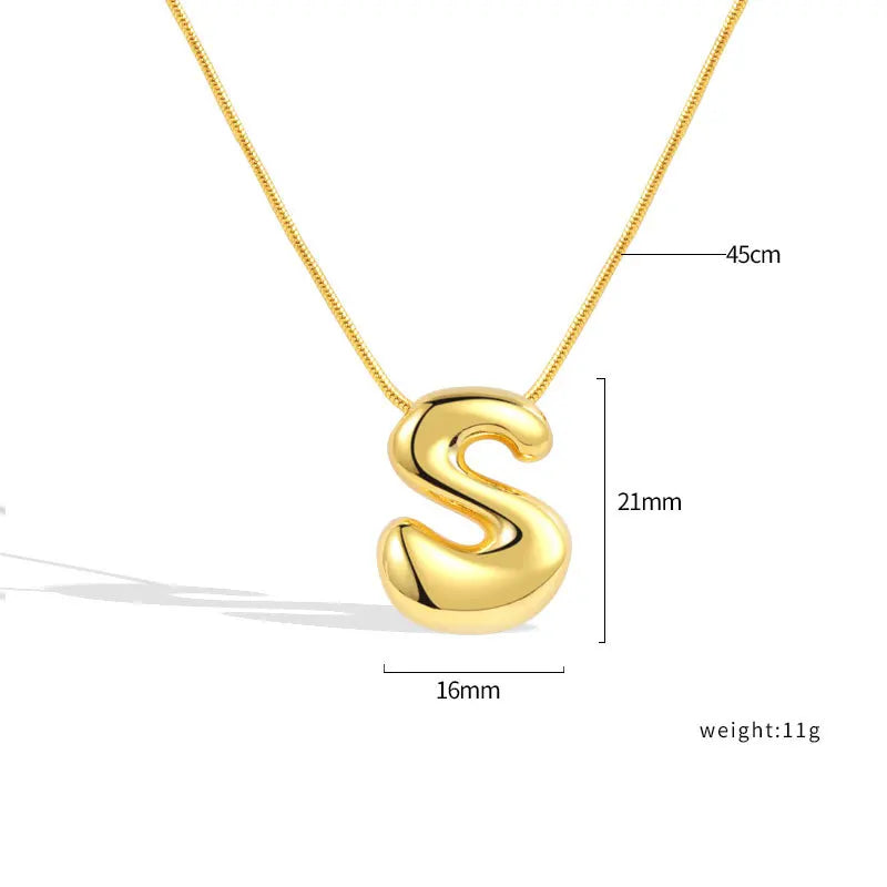925 Sterling Silver Initial Necklace – Elegant Balloon Letter Gift for Her