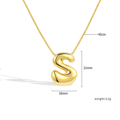 925 Sterling Silver Initial Necklace – Elegant Balloon Letter Gift for Her