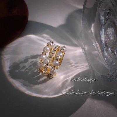 Luxury Zircon Gold Double Open Ring