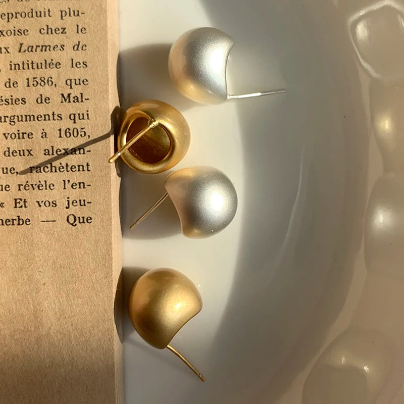 2025 European and American Minimalist Matte Brushed Metal Drop Shaped Earrings For Women's Exquisite Fashion Jewelry Accessories