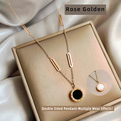 Classic Fashion Stainless Steel Roman Digital Wafer Pendant Necklace 2025 Fashion Jewelry Christmas Party Women's Sexy Necklace