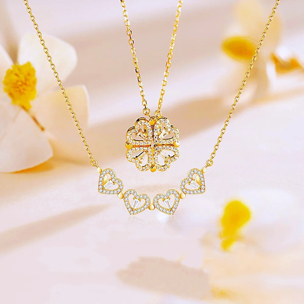 Magnetic Love Clover – Elegant 925 Silver Necklace for Her