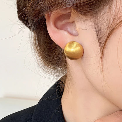 Luxurious Simple Design Brushed Frosted Metal Semicircle Earrings 2025 New Jewelry For Women Christmas Party Fashion Accessories