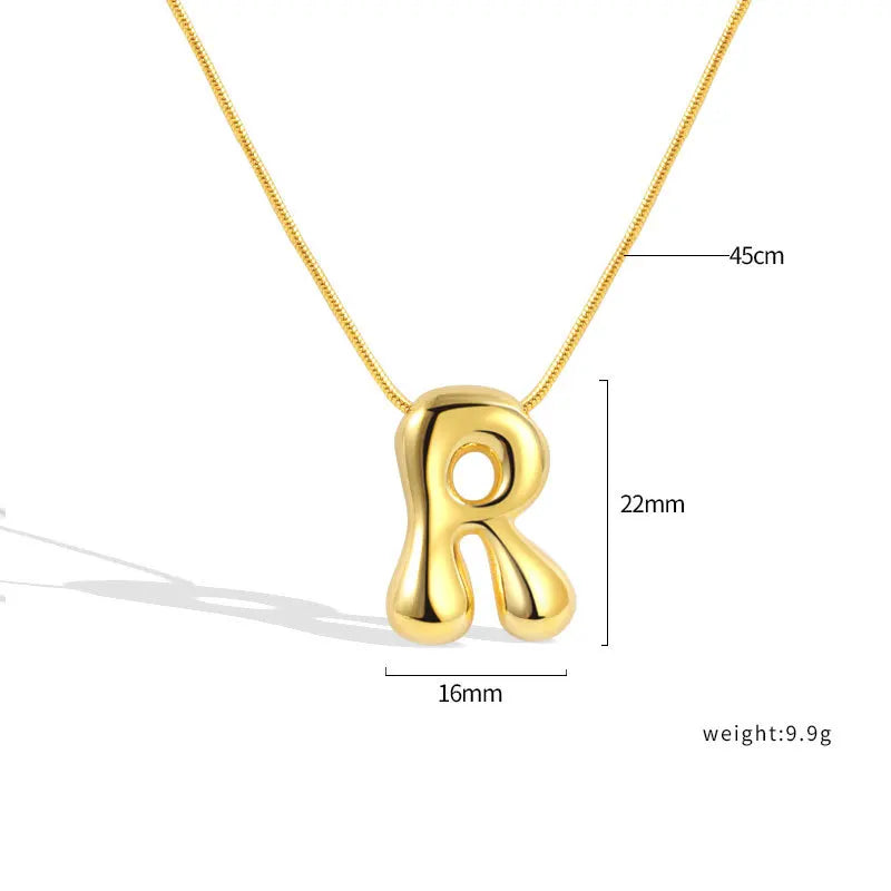 925 Sterling Silver Initial Necklace – Elegant Balloon Letter Gift for Her