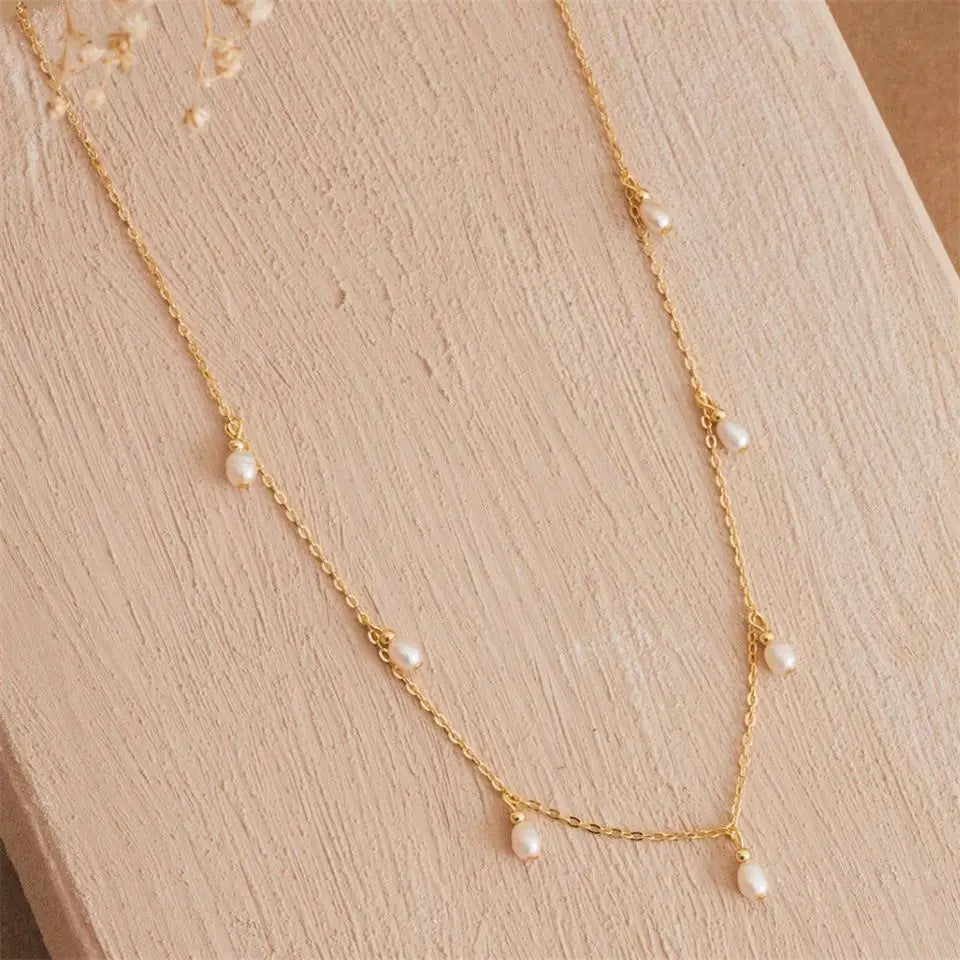 eManco Stainless Steel Simulated Pearl Pendant Necklace Clasp Chain Fine Chain Party Gift