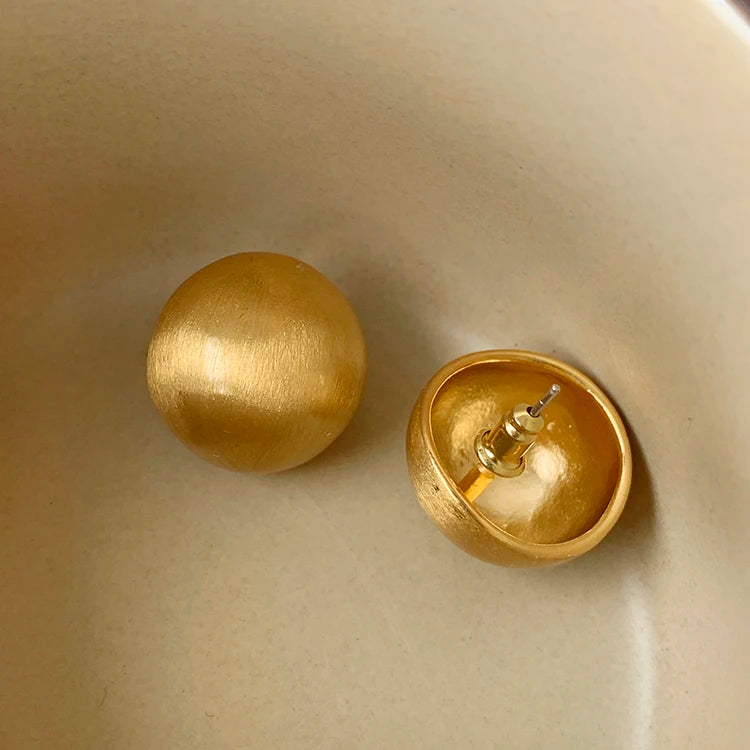 Luxurious Simple Design Brushed Frosted Metal Semicircle Earrings 2025 New Jewelry For Women Christmas Party Fashion Accessories