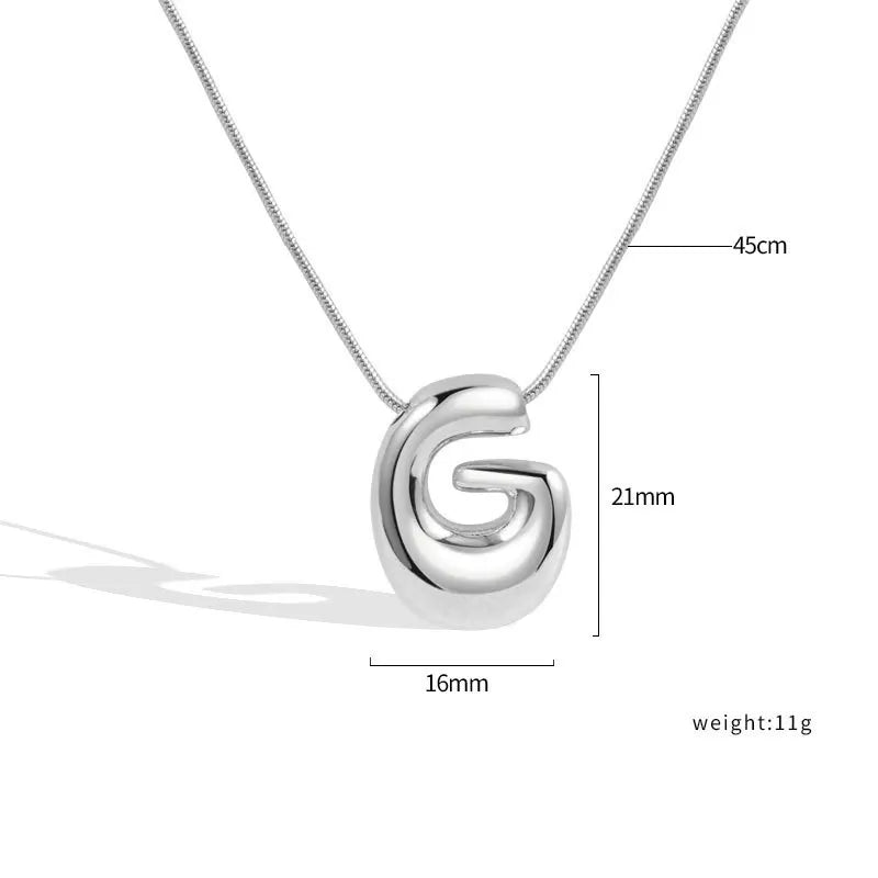 925 Sterling Silver Initial Necklace – Elegant Balloon Letter Gift for Her