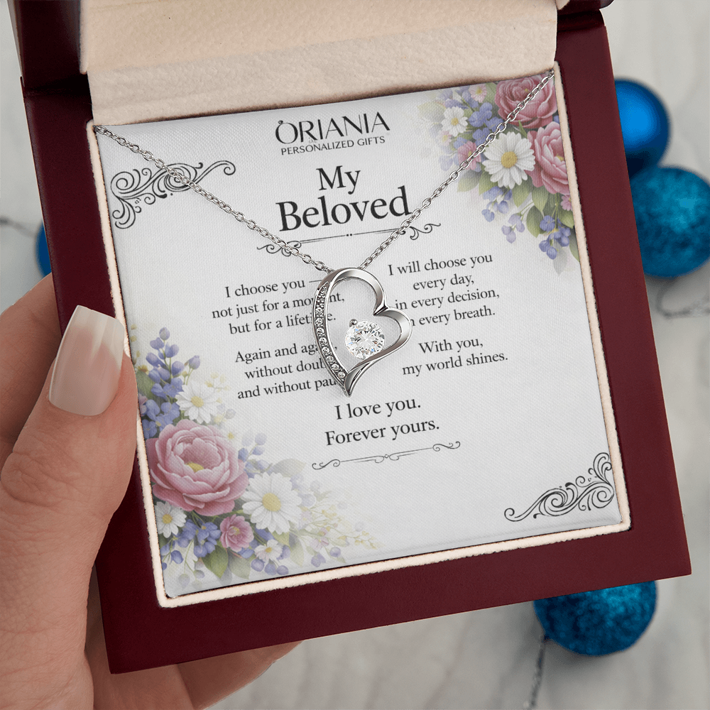 Oriania – My Beloved Necklace | 14K White Gold Finish Romantic Gift for Wife or Girlfriend