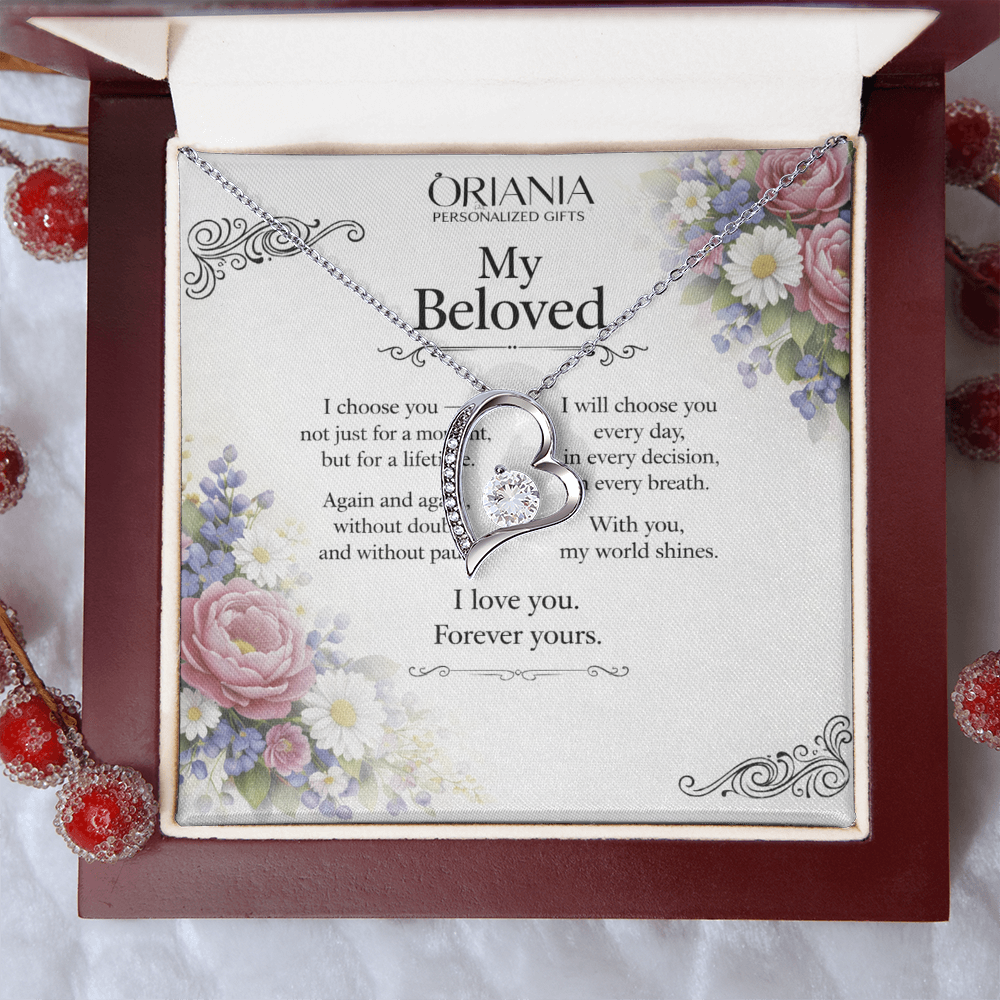 Oriania – My Beloved Necklace | 14K White Gold Finish Romantic Gift for Wife or Girlfriend