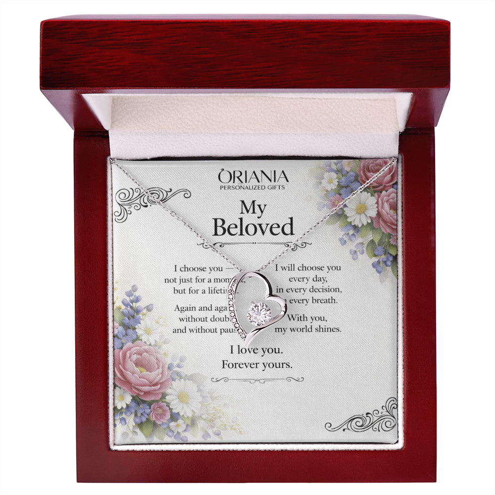 Oriania – My Beloved Necklace | 14K White Gold Finish Romantic Gift for Wife or Girlfriend